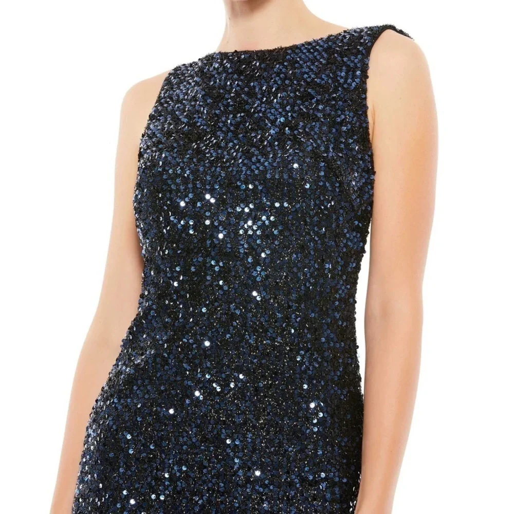 Mac Duggal 26331 NWT COWL BACK BOAT NECK SEQUINED EVENING GOWN - Picture 3 of 13